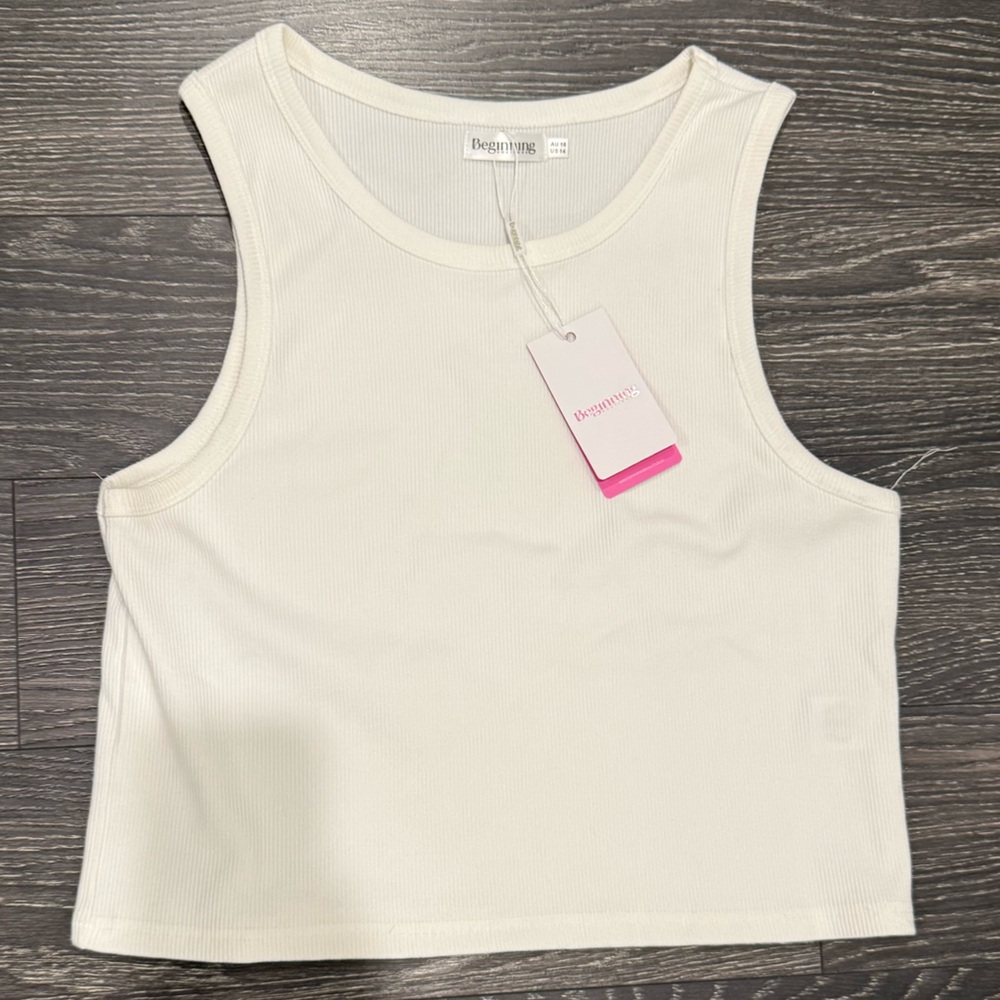 White Ribbed Sleeveless Top
